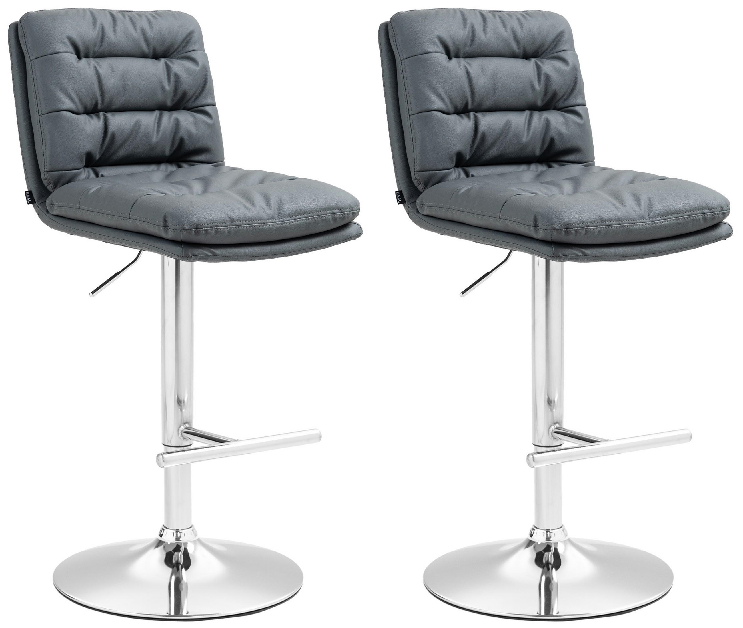BARHOCKER 2er Set Diamant Kunstleder chrom grau - Chromfarben/Grau, Kunststoff/Metall (42/116/56cm) - TPFLiving