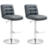 BARHOCKER 2er Set Diamant Kunstleder chrom grau - Chromfarben/Grau, Kunststoff/Metall (42/116/56cm) - TPFLiving