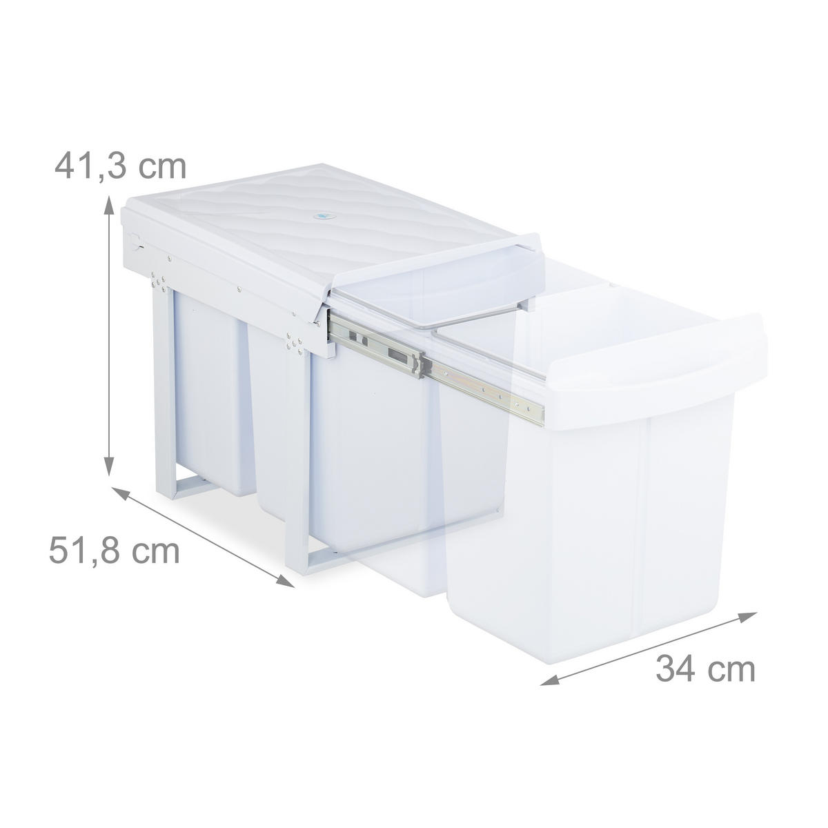 EINBAUMÜLLEIMER - Weiß, Kunststoff/Metall (34/41.3/51.8cm) - Relaxdays