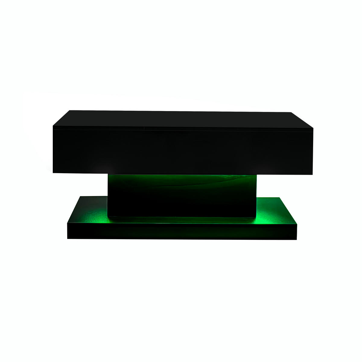 COUCHTISCH 100/50/45 cm schwarz mit hydraulischem Lift und LED-Beleuchtung - Schwarz, Holzwerkstoff (100/50/45cm) - OKWISH