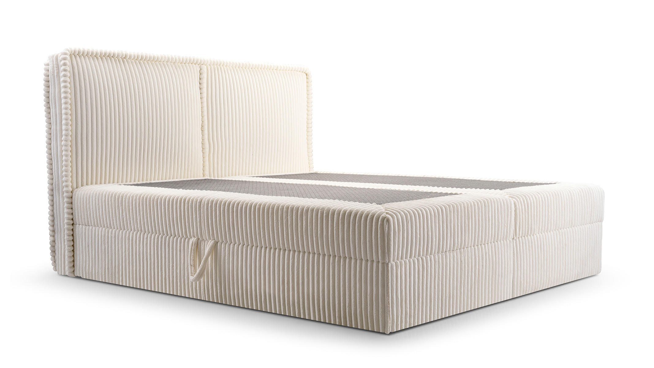 BOXBETT 04 140 x 200 cm - Ambience – Modernes Polsterbett mit Bettkasten, Topper und gepolstertem Kopfteil, Stoffbezug, Stauraumbett - Creme, Holz (140/200cm) - ROYAL24_MARKT