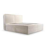 BOXBETT 04 180 x 200 cm - Ambience – Modernes Polsterbett mit Bettkasten, Topper und gepolstertem Kopfteil, Stoffbezug, Stauraumbett - Creme, Holz (180/200cm) - ROYAL24_MARKT