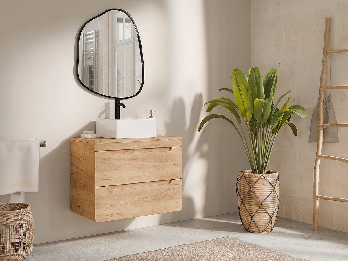 EINZELWASCHTISCH - 80cm x 46cm - MDF - naturfarben hell - ARUBA - Naturfarben, Holz (80/59/46cm) - Vente-Unique