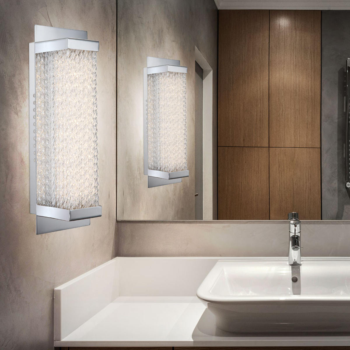 LED WANDLEUCHTE Adriana Chrom Silber - Silberfarben, Glas (8/10/27cm) - Globo Lighting