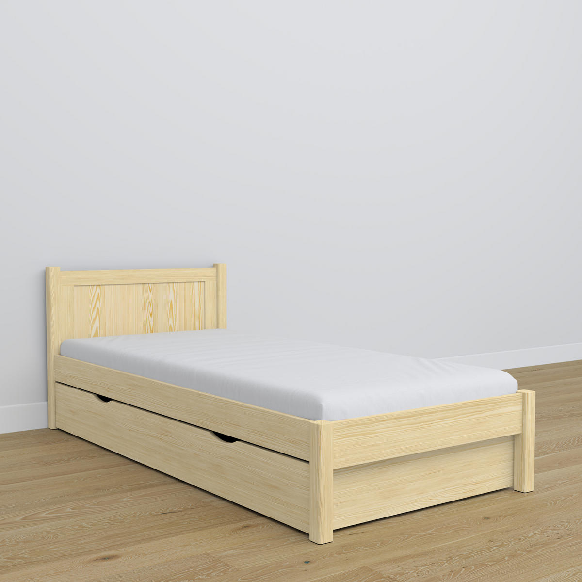 BETT mit Schublade N02 Klare Kiefer 90/190 - Braun, Naturmaterialien/Holz (90/190cm) - N-Wood