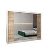 SCHWEBETÜRENSCHRANK 200/250/62 3-türig - Silberfarben/Weiß, Holz/Kunststoff (250/200/62cm) - Abiks Möbel