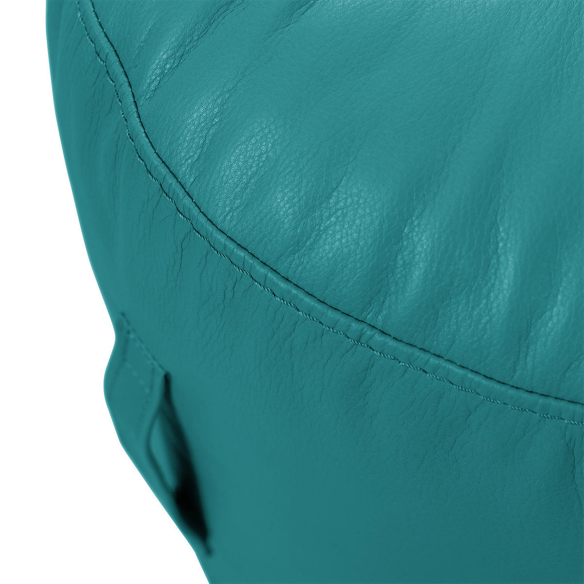 SITZHOCKER - Echtleder - Petrol, Leder (43/45/43cm) - home24