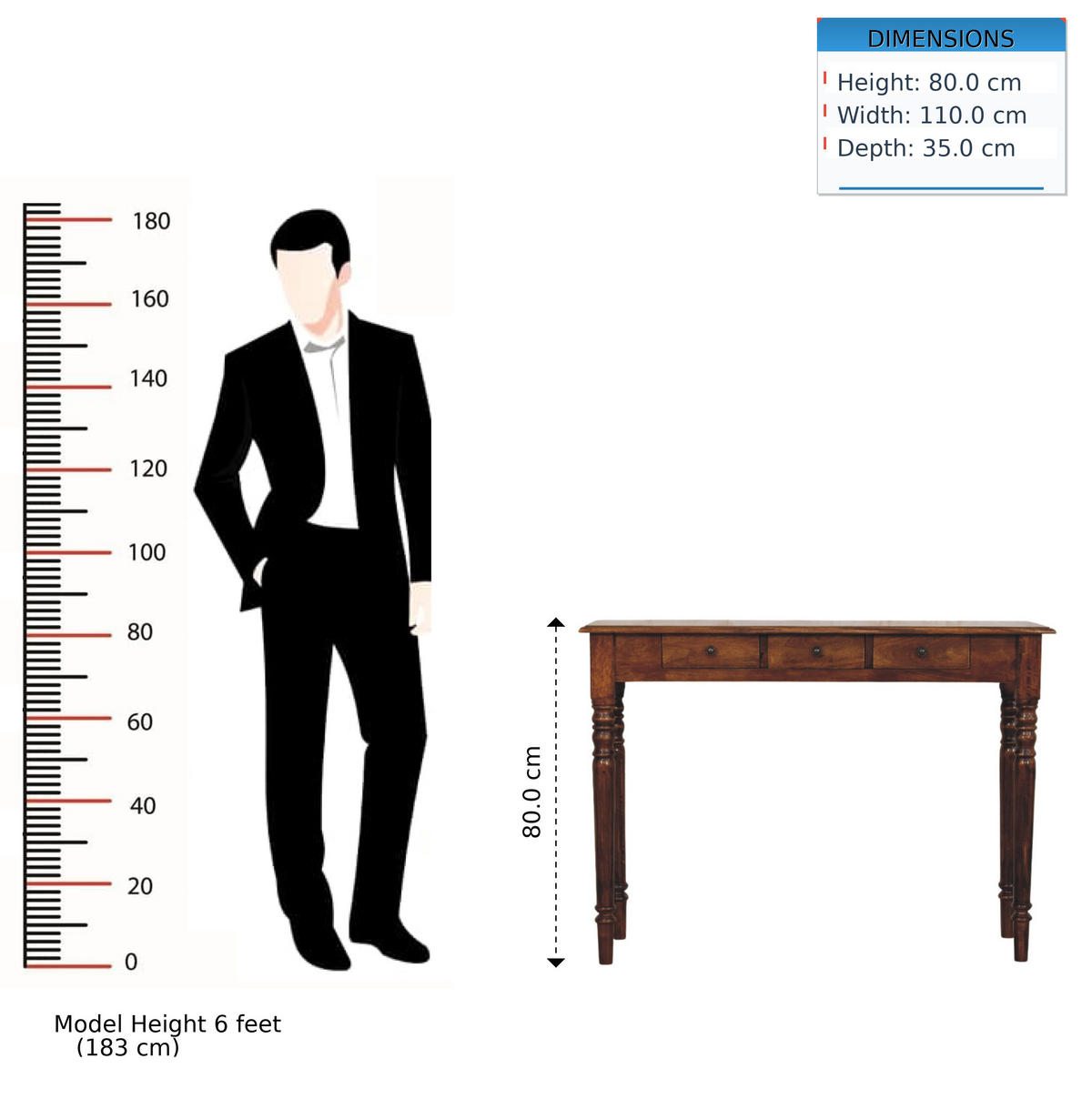 KONSOLE Gedrehte Beine Kastanie, 3 Schubladen, Dunkelbraun - Dunkelbraun/Messingfarben, Holz/Metall (35/110/80cm) - Artisan Furniture