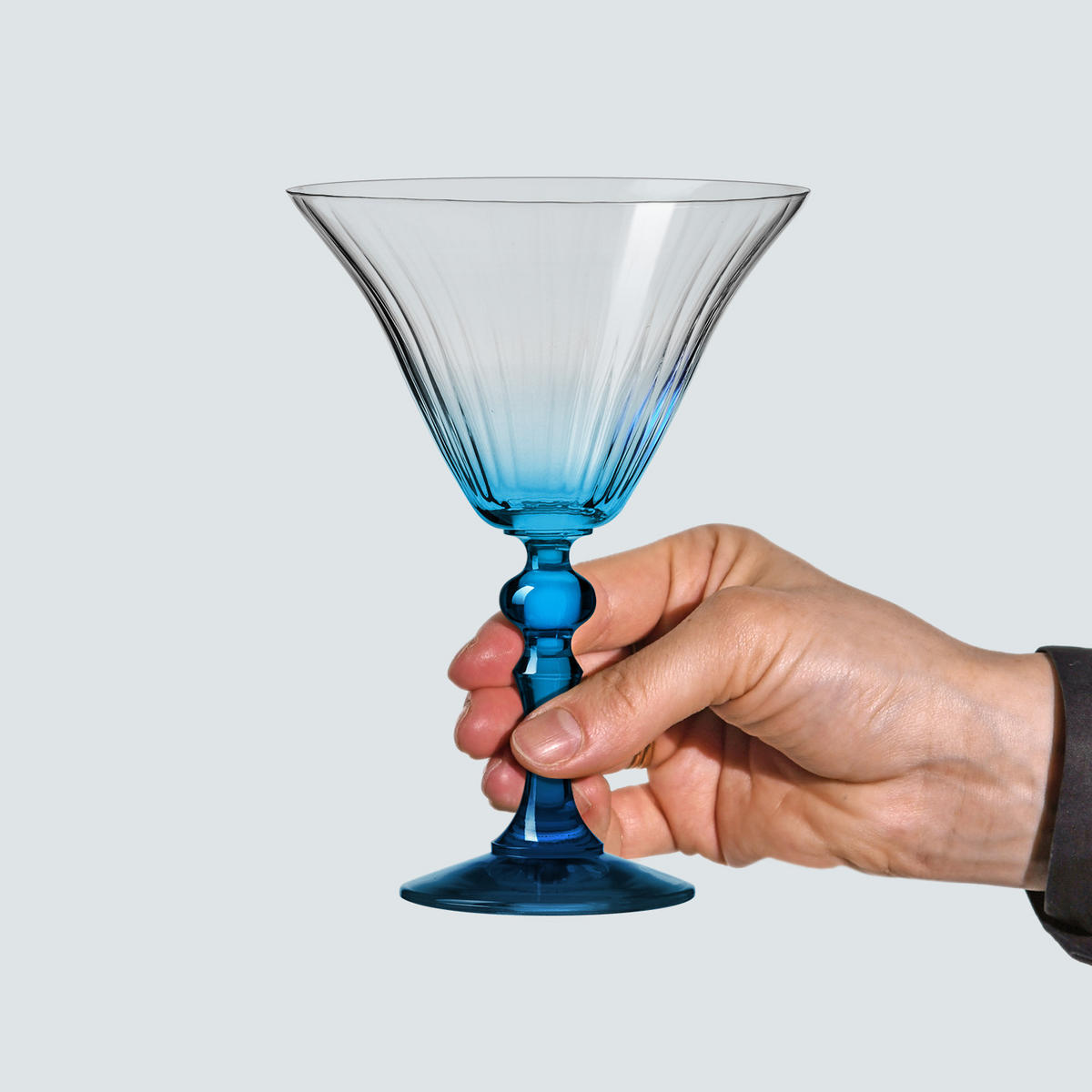 COCKTAILGLÄSER BUBBLE CELEBRATION MOMENTS MIT TÜRKISFARBENEM STIEL, 2ER-SET, 170 ML - Türkis/Transparent, Glas (0.17L) - Krosno Glass