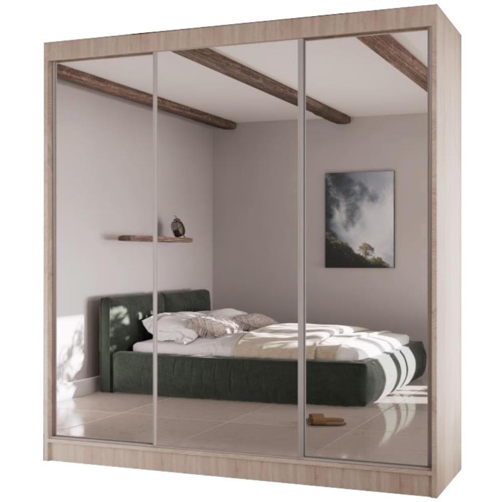 Beautysofa Schwebetürenschrank Sonoma Eiche 200x215x61 cm
