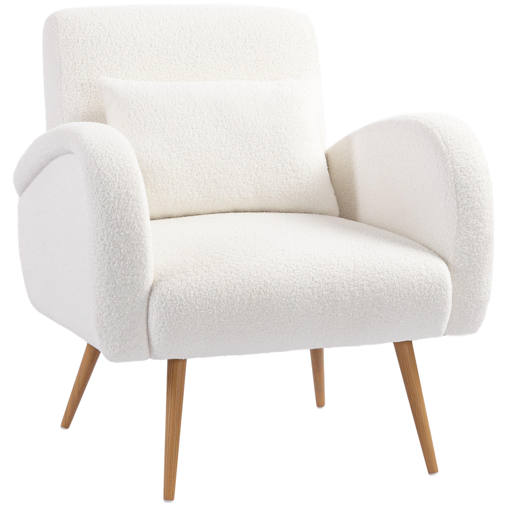 SESSEL gepolsterter Loungesessel mit Armlehnen, Lendenkissen, Metallbeine Creme - Creme, Textil (77/83/77cm) - HOMCOM