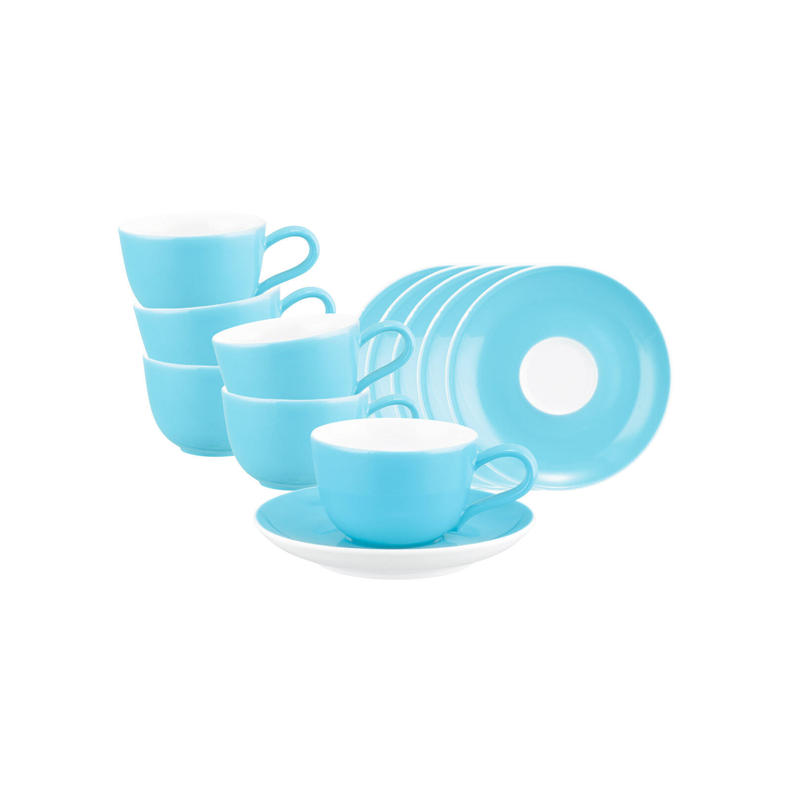 ESPRESSOTASSE MIT UNTERTASSE Liberty Pure Colors Lagoon Blue 90 ml 6er Set - Blau, Keramik (12/6.6/12cm) - Seltmann Weiden