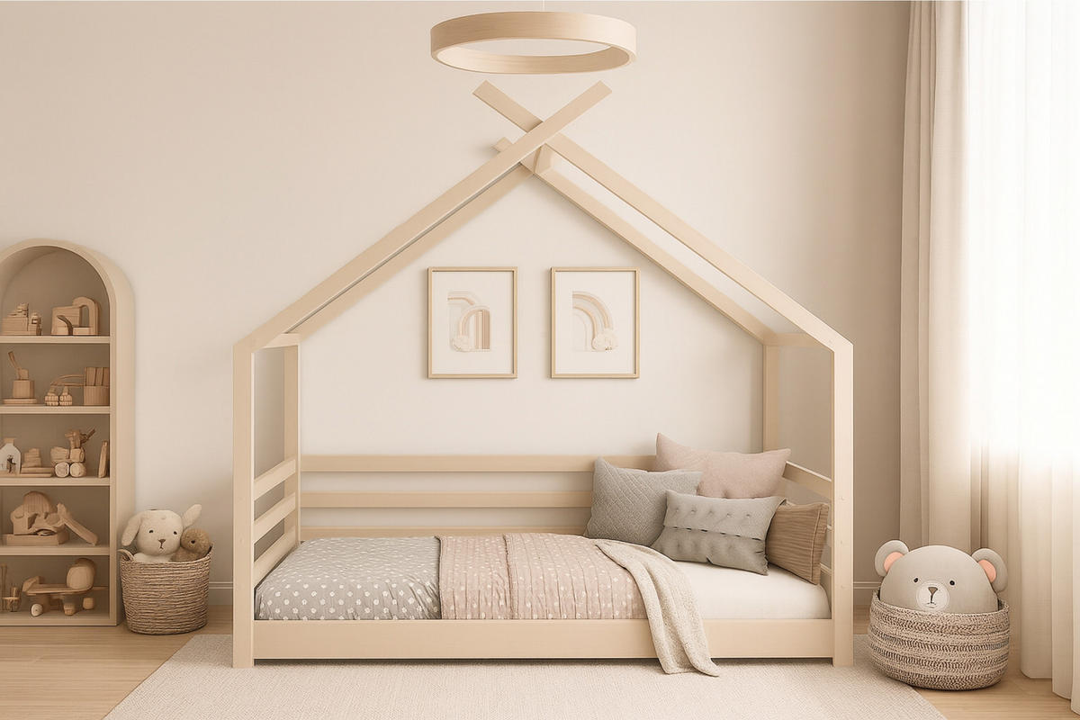 HAUSBETT MOON 90/200 in Cashmere - Beige, Holz (90/200cm) - Deine Möbel 24
