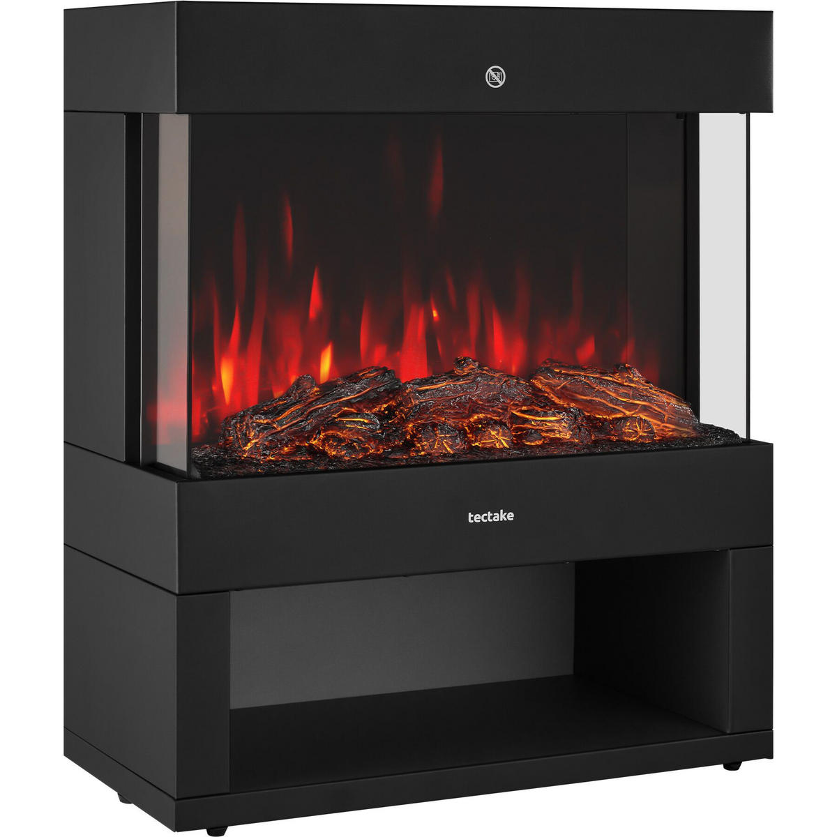 ELEKTROKAMIN Leora,integriertes Thermostat,schwarz - Schwarz, Metall (60/73.5/33cm) - tectake