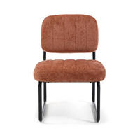 SESSEL terrakotta gepolstert schwarze Metallbeine und Chenille-Stoff - PAOLA - Rot/Schwarz, Textil/Metall (56/77/70cm) - Sicaan