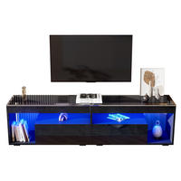 TV-LOWBOARD 180/40/46 cm mit 2 Schubladen und LED-Beleuchtung - Schwarz, Holzwerkstoff (180/46/40cm) - BEAOK