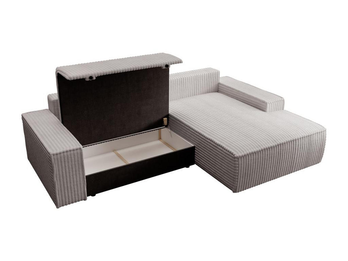 ECKSOFA mit Schlaffunktion - Ecke rechts - grob gerippter Cord - Hellgrau - AMELIA - Hellgrau, Textil (167/267cm) - Vente-Unique