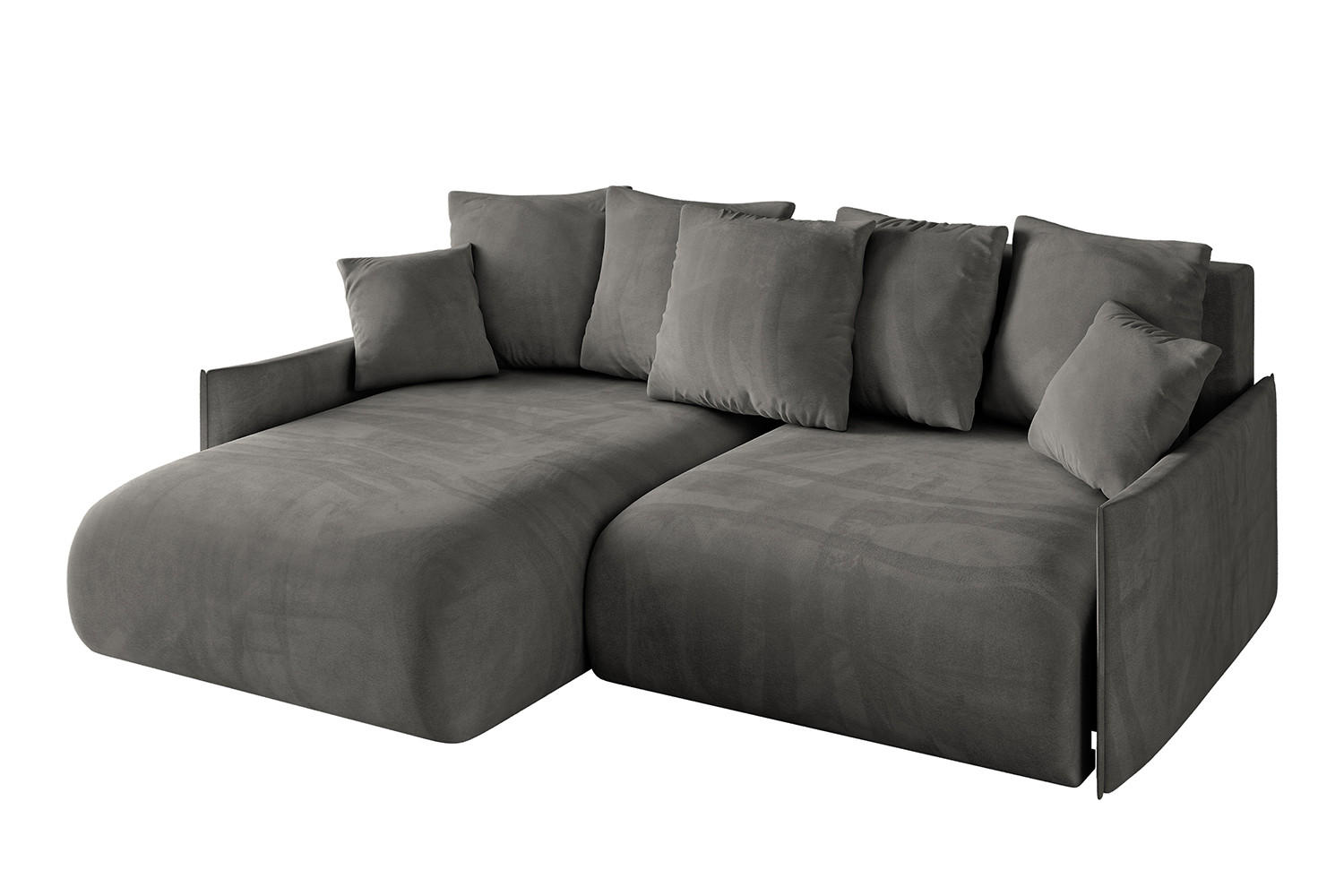 ECKSOFA mit Schlaffunktion und Bettkasten ONESK-L -v1 208x165x40 Dunkelgrau Velours - Dunkelgrau, Holzwerkstoff/Kunststoff (208/165cm) - ALTDECOR
