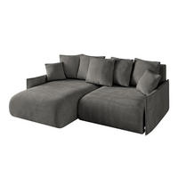 ECKSOFA mit Schlaffunktion und Bettkasten ONESK-L -v1 208x165x40 Dunkelgrau Velours - Dunkelgrau, Holzwerkstoff/Kunststoff (208/165cm) - ALTDECOR