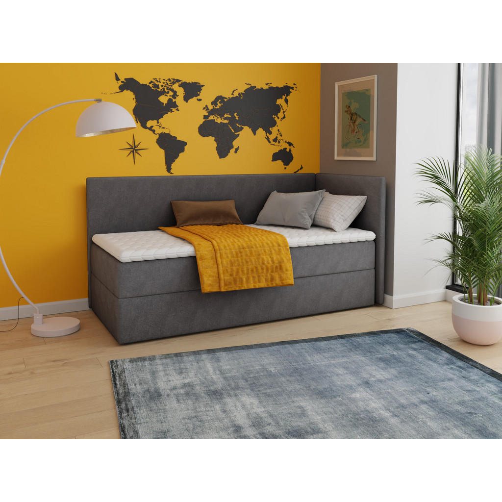 Thumbnail - Sofnet Boxbett, Dunkelgrau, Textil, H3, Rechteckig, 80x200 cm, Schlafzimmer, Betten, Boxspringbetten