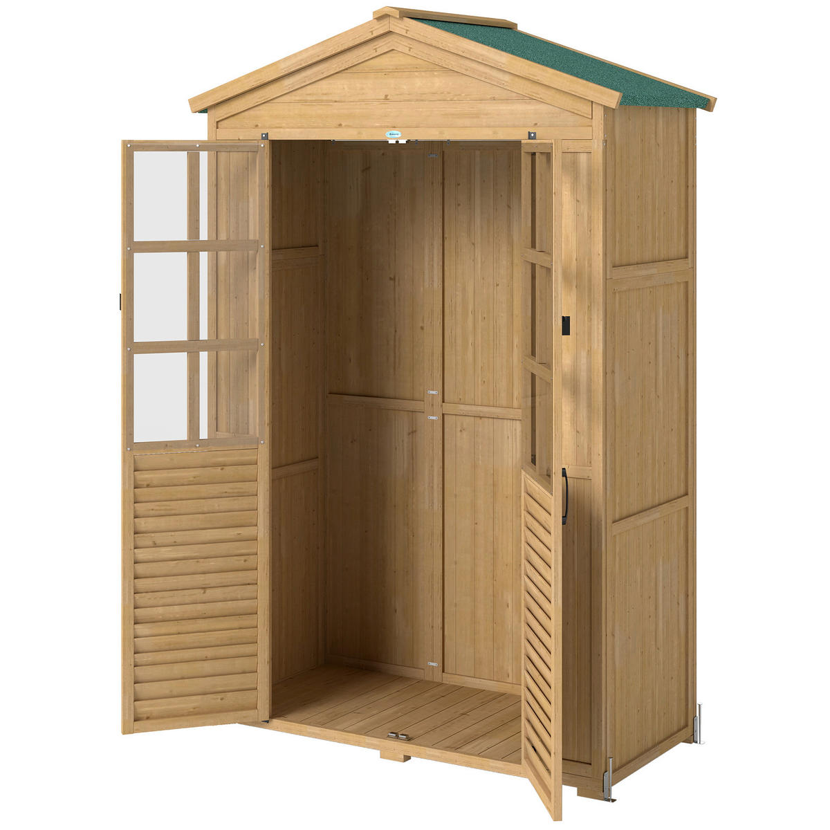 GERÄTESCHUPPEN DE-09249 mit Acrylfenstern, Ablage und abschließbarer Tür - Braun, Holz (128/197/57.5cm) - ComfortXL