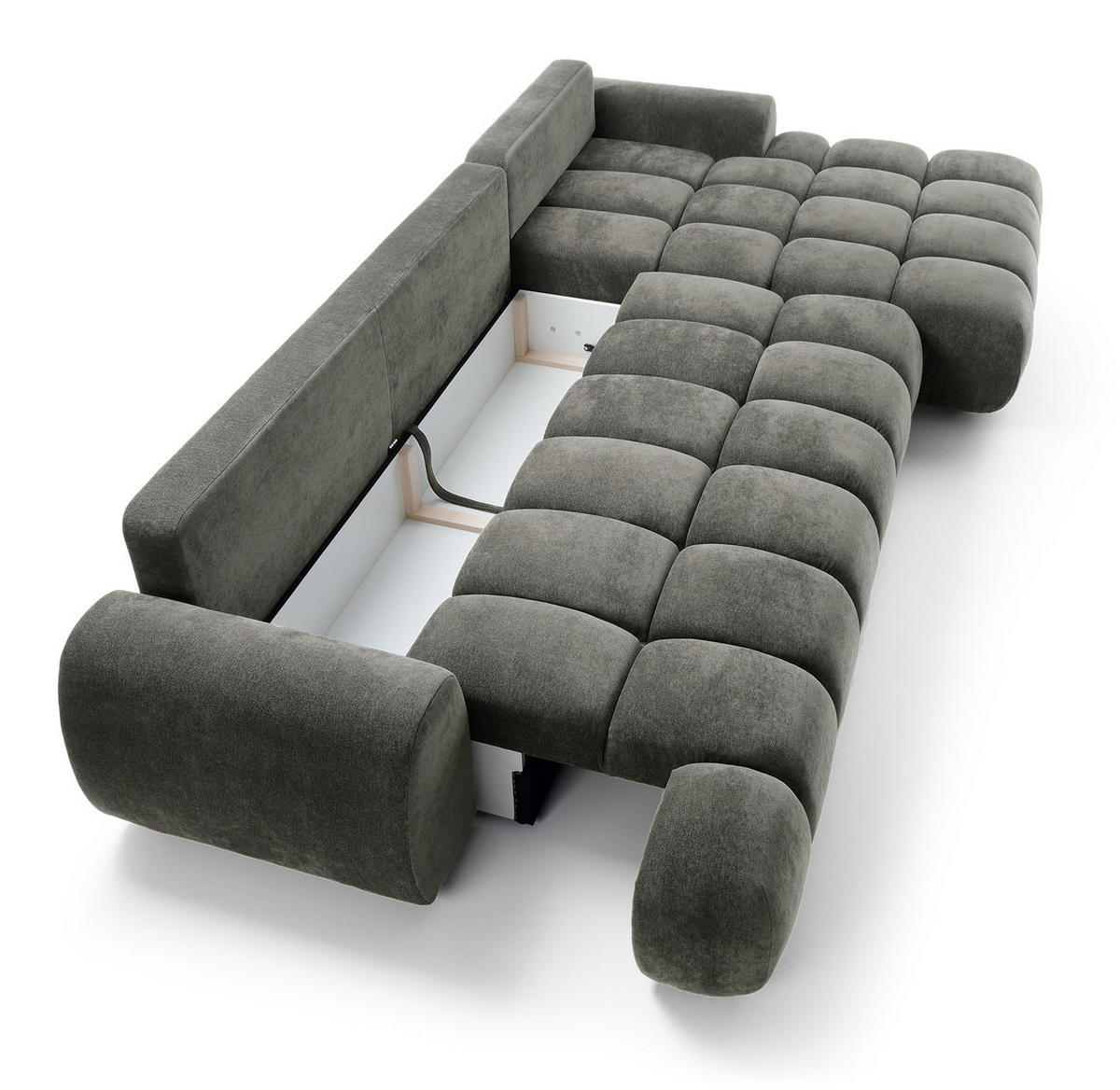 ECKSOFA 340 cm Valerio II, Schlaffunktion, Bettkasten, Rechts, Dunkelgrau - Dunkelgrau, Holz (177/340cm) - Emporius