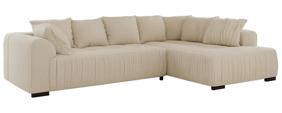 ECKSOFA ORTA Beige Boucle - Rechts - Beige/Schwarz, Textil (200/325cm) - MKS