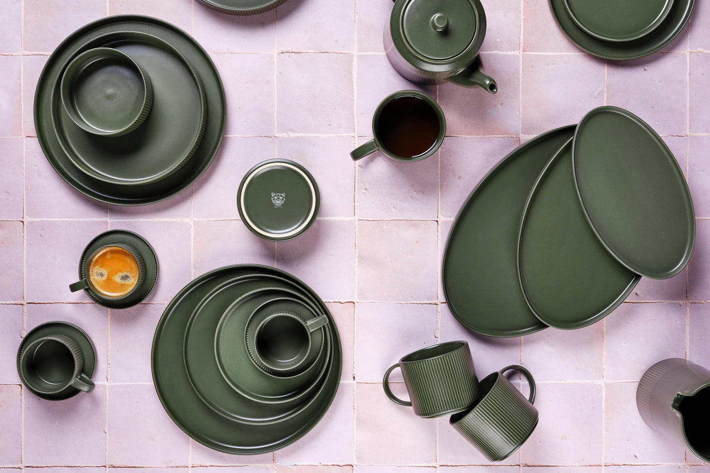SCHALEN Scandi Ø12cm - 4er-Set - Olive - Grün, Keramik (12cm) - Björn