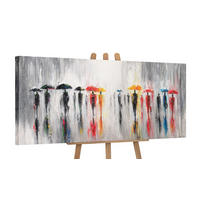 GEMÄLDE Bunte Schirme auf Keilrahmen 115x50 cm - Grau, Holz (115/50cm) - YS-art gallery