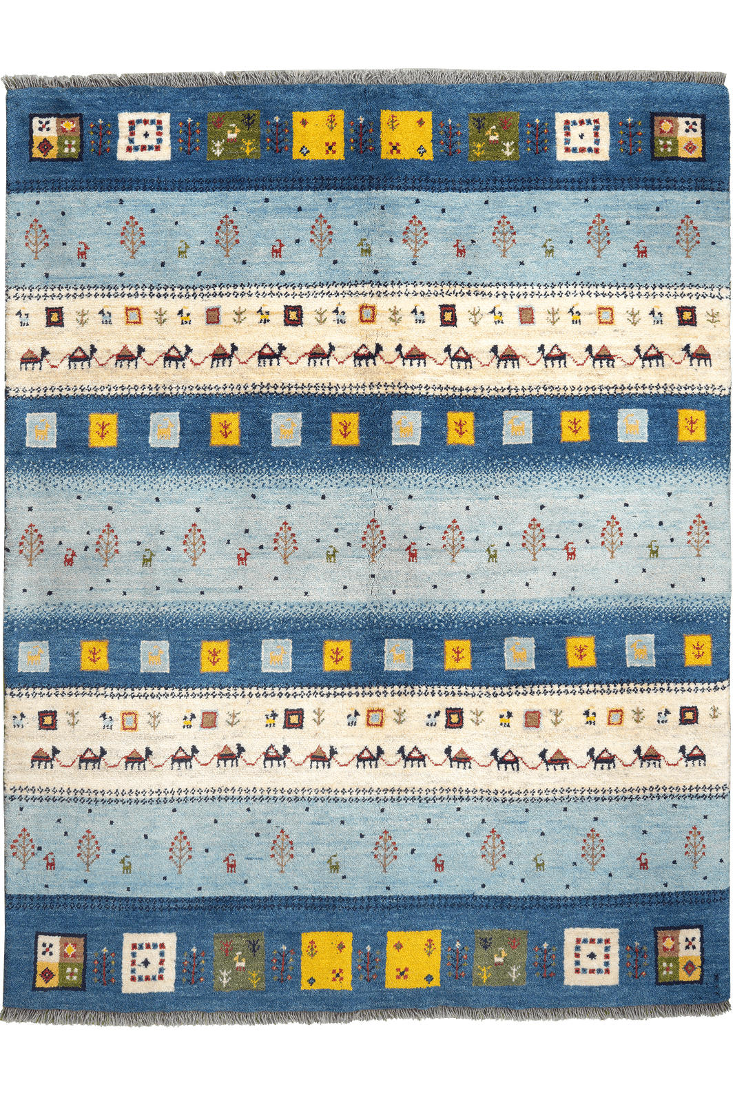 GABBEH-TEPPICH handgeknüpft Rizbaf Blau 199/152 cm Schurwolle - Blau, Textil (152/199cm) - Looma