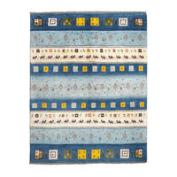 GABBEH-TEPPICH handgeknüpft Rizbaf Blau 199/152 cm Schurwolle - Blau, Textil (152/199cm) - Looma