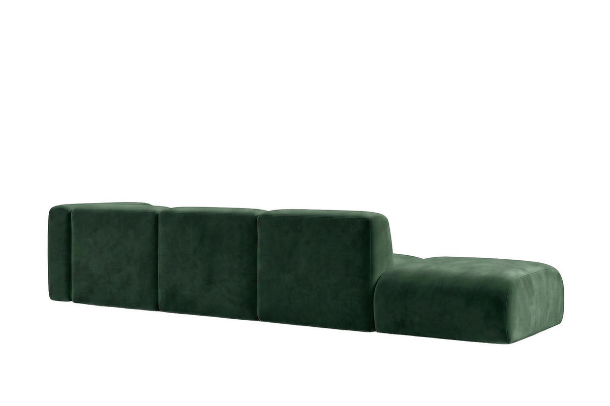 ECKSOFA L-Form Mit Hocker, Velvet-Stoff Bluvel, Grün, Links, GRETA - Grün, Holz (386/179cm) - Kaiser Möbel