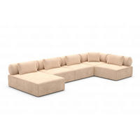 WOHNLANDSCHAFT Cipriani Beige Samtstoff - Beige, Kunststoff (400/77/200cm)