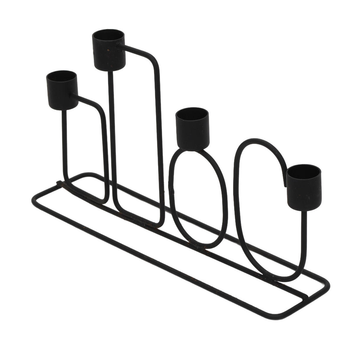 KERZENSTÄNDER geometrische Formen 7/27/15,7 cm - Goldfarben/Schwarz, Metall (27/15.7/7cm) - Home Styling Collection