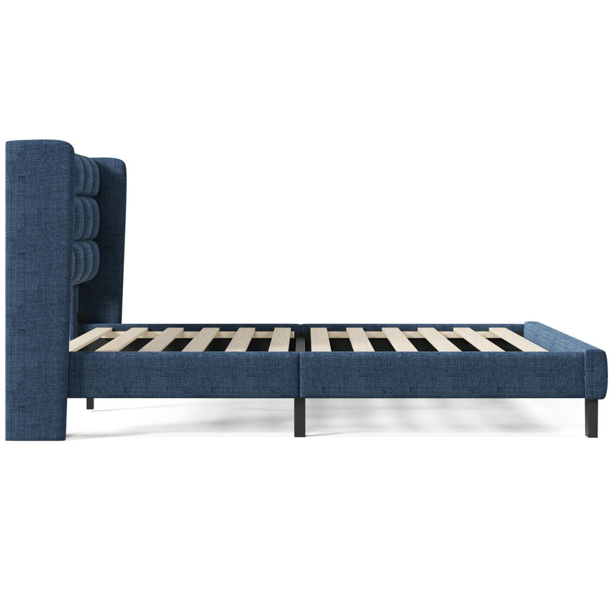 POLSTERBETT mit Lattenrost 140x200 cm Leinen Blue - Blau, Metall (140/200cm) - Meubliv
