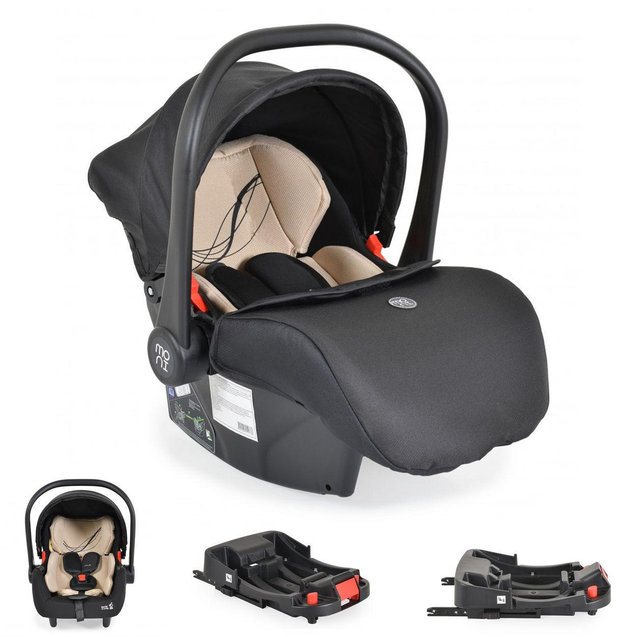 BABYSCHALE Set beige mit Isofixbasis Royal, i-Size (40 - 87cm) Gruppe 0+ - Beige, Kunststoff (33/73/42cm) - Moni