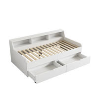 TAGESBETT 90/200 cm DE-04778, mit 2 Schubladen und Staufächern in Weiß - Weiß, Holz/Holzwerkstoff (90/200cm) - ComfortXL