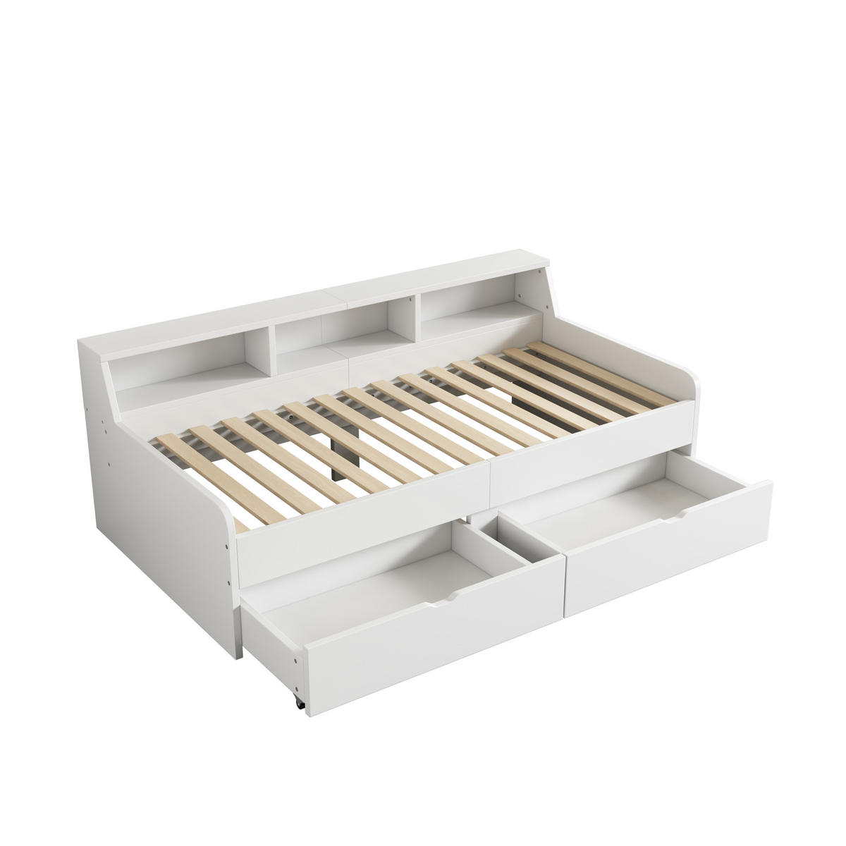 DAYBETT 90x200 cm Schubladen weiß - Weiß, Holz (90/200cm) - LEBENLANG