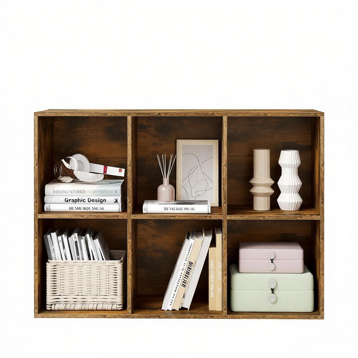 BÜCHERREGAL Rustic Brown 6 offene Fächer 59,6/29/89 cm - Wildeiche, Holzwerkstoff (29/89/59.6cm) - PANGIVO