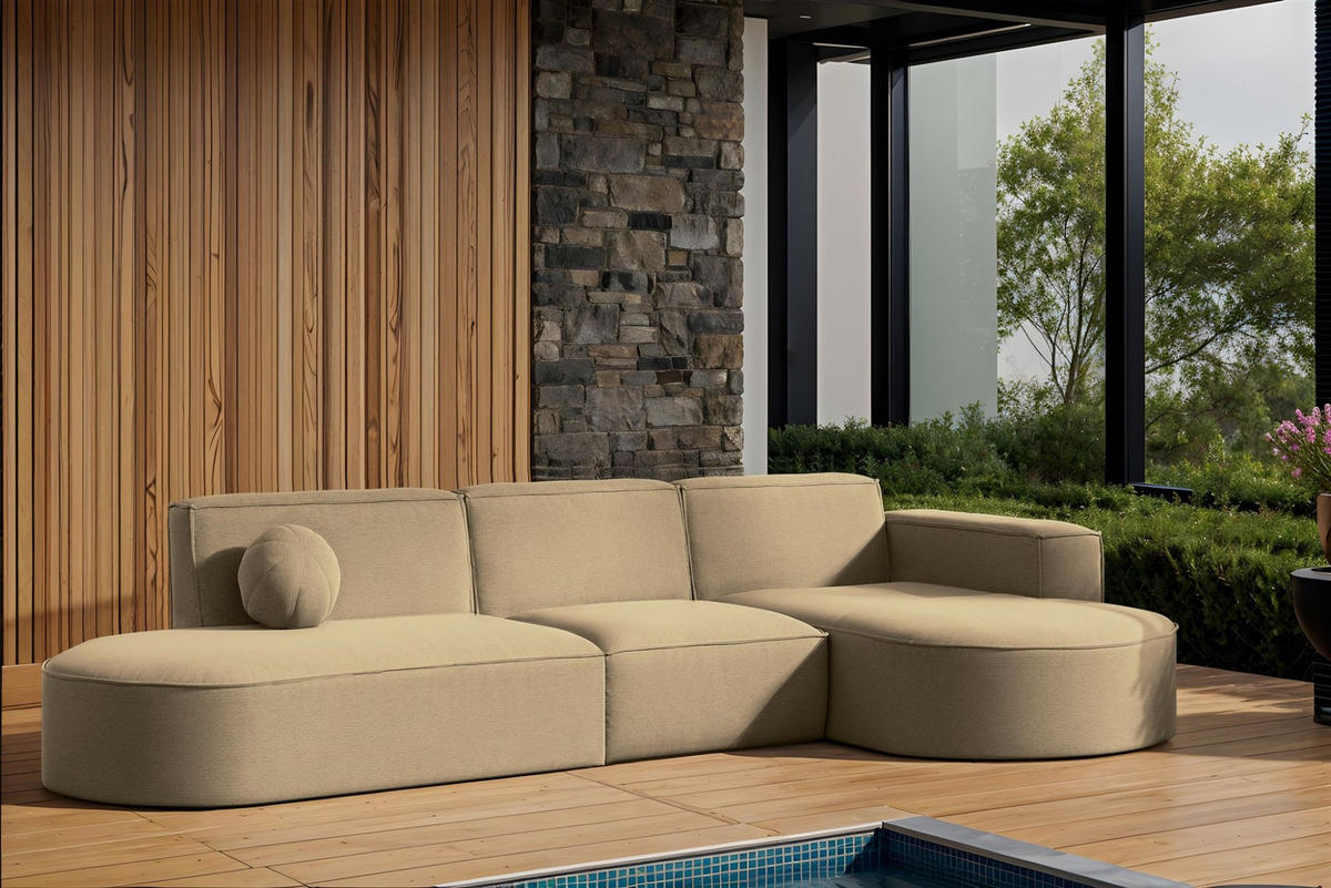 ECKSOFA Sunday - Beige, Holzwerkstoff (296/78/165cm) - Fun Möbel