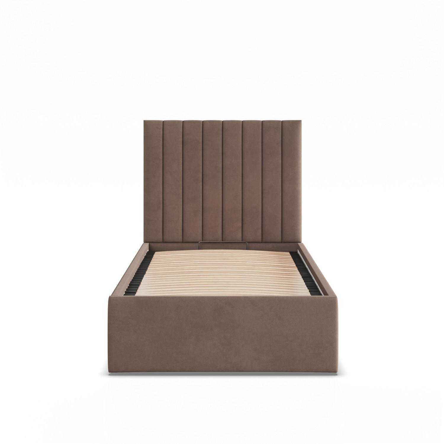 POLSTERBETT MIT KOPFTEIL 90x200 mit Bettkasten POLLA, Braun - Braun, Textil (90/200cm) - Mebligo