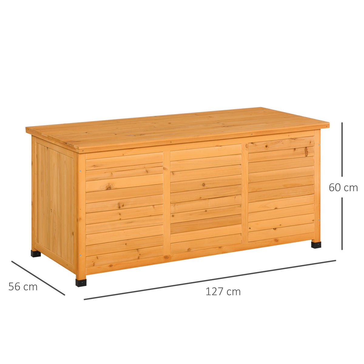GARTENBOX, Kissenbox, Aufbewahrungsbox, wetterbeständig, Massivholz, Gelb - Gelb, Holz (56/60/127cm) - Outsunny