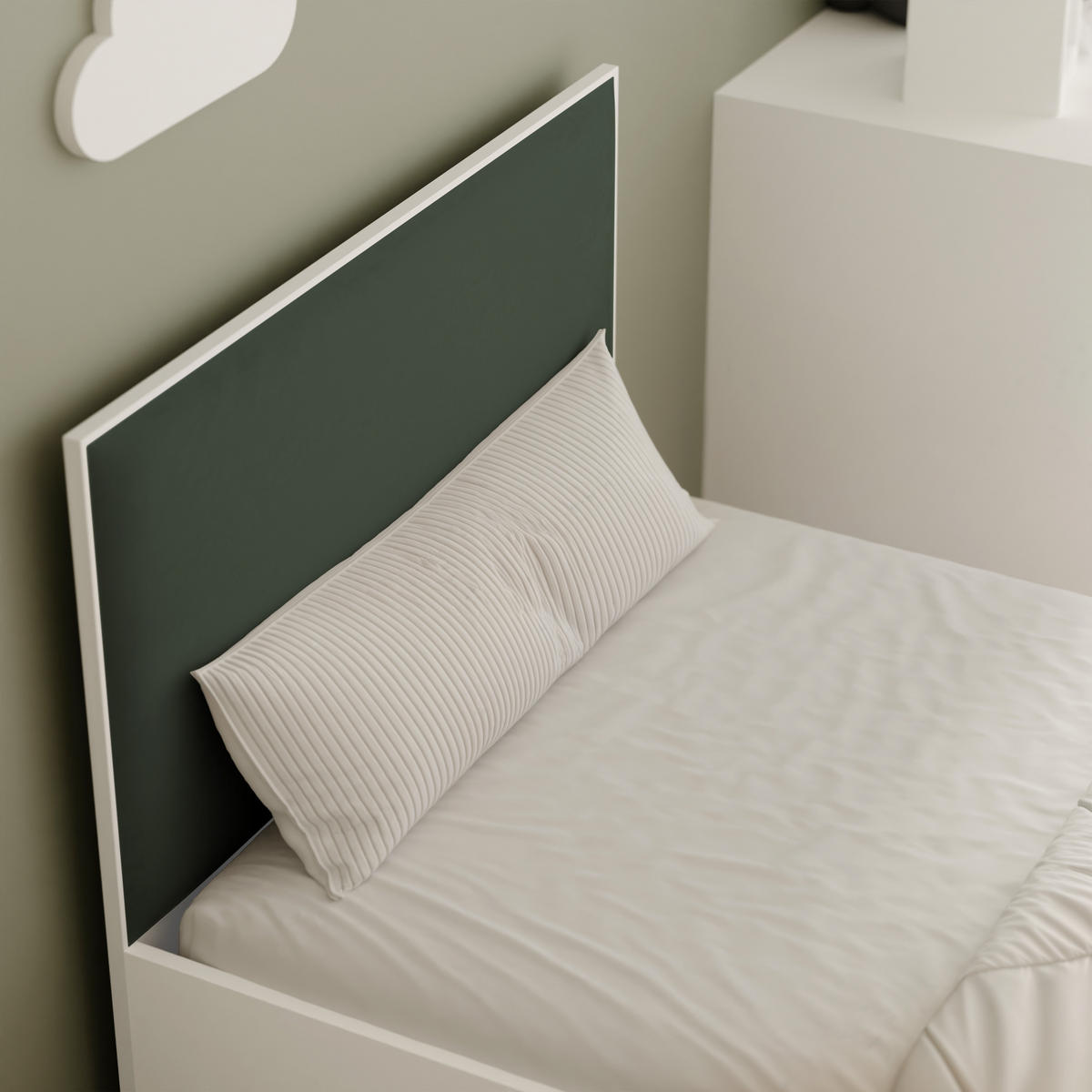 POLSTERBETT SASHI 90/200 cm Bettkasten, ohne Matratze, Weiß / Grün - Grün, Holz/Holzwerkstoff (90/200cm) - Idohome