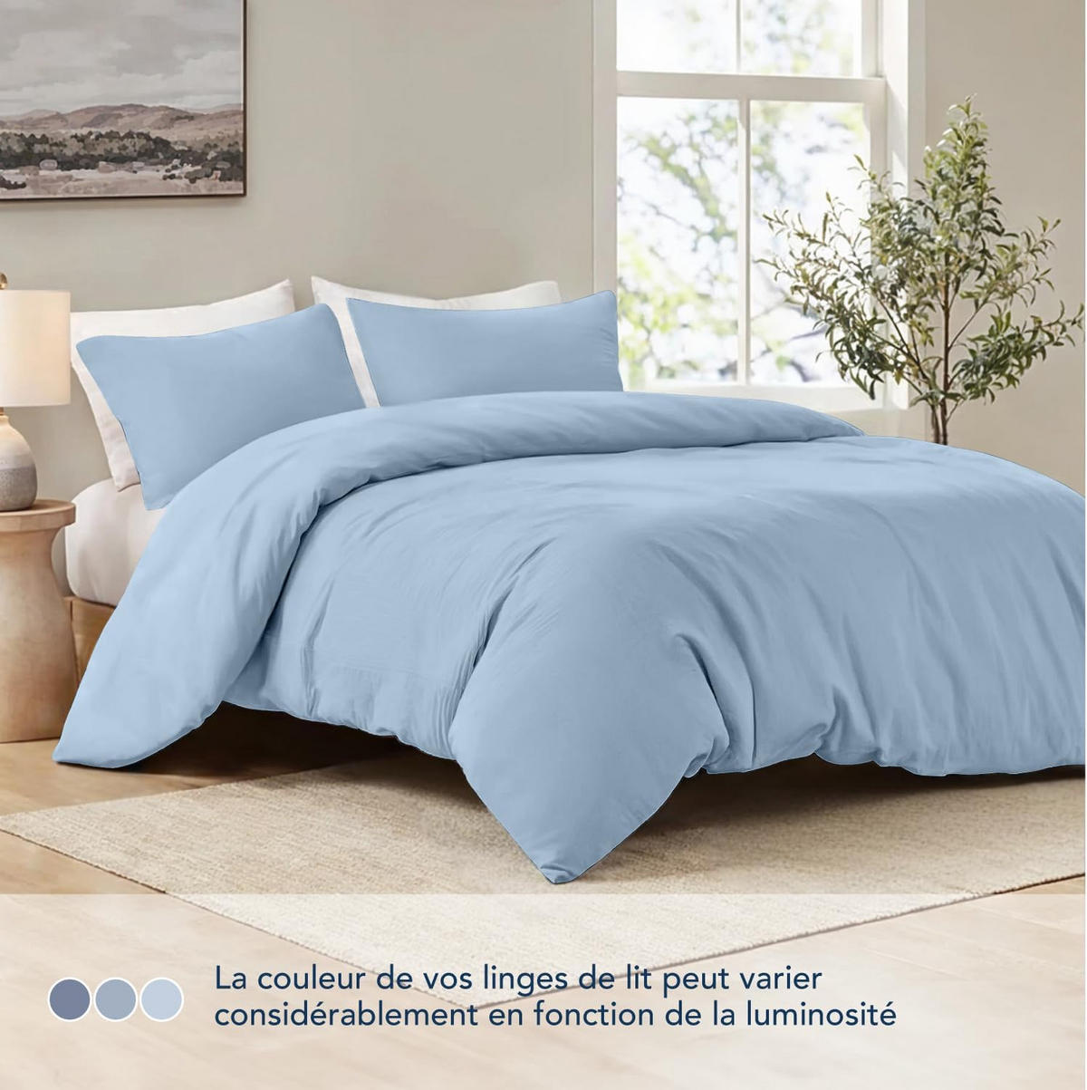 BETTBEZUG (180 x 220 cm) + zwei Kissenbezüge (48 x 74 cm) – Blau - Blau, Textil (220/180cm)