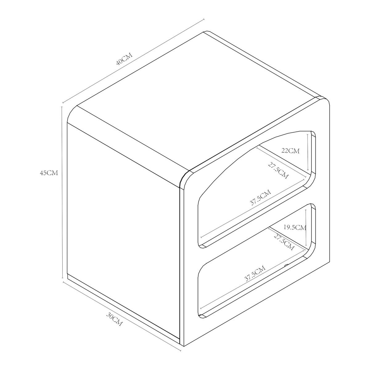 NACHTTISCH Vågå - Weiß, Holzwerkstoff (40/45/30cm) - [en.casa]