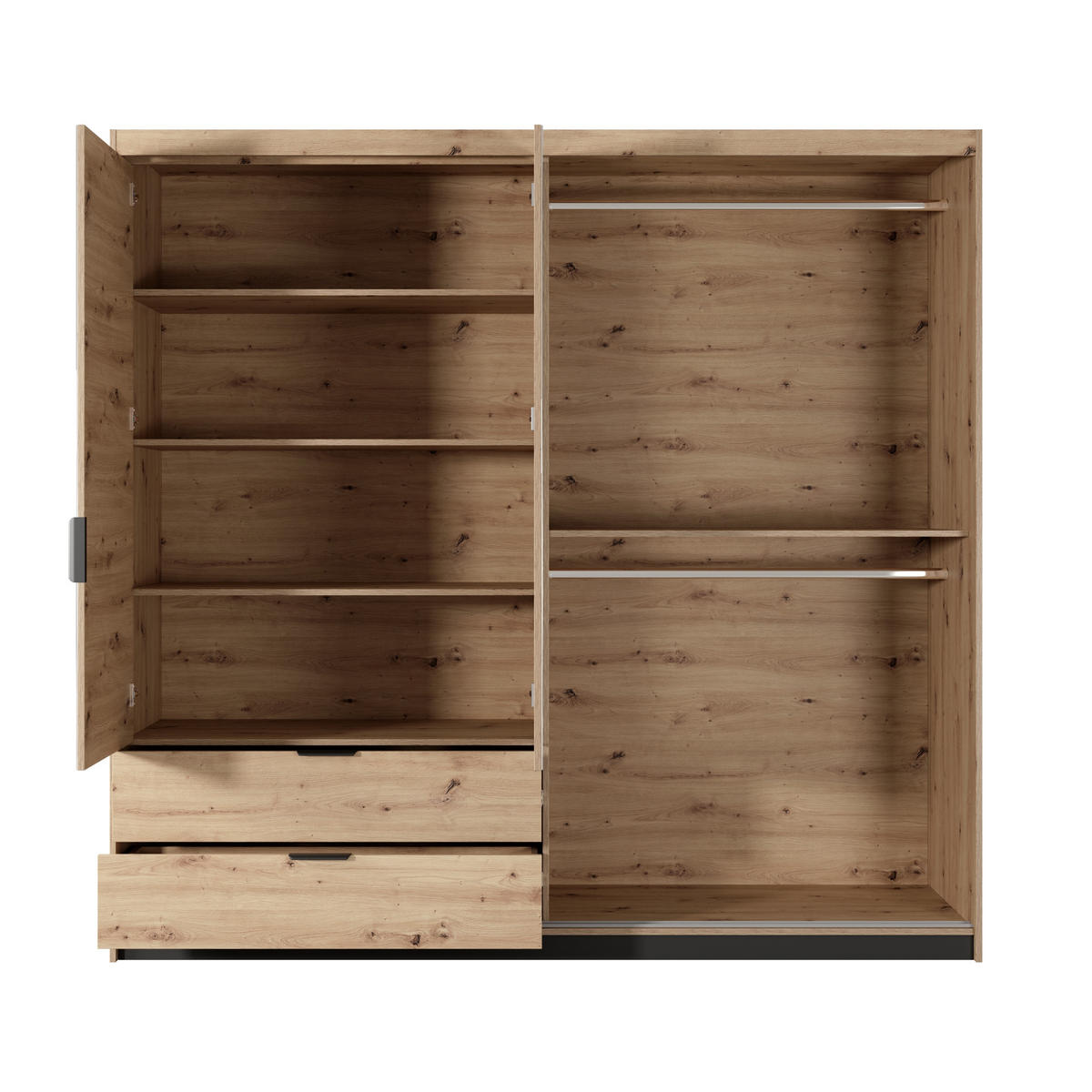 DREHTÜRENSCHRANK TALLINO 220/210,4/60 cm 3-türig mit Spiegel Eiche Artisan - Eiche Artisan, Holzwerkstoff (220/210.4/60cm) - MASSENO