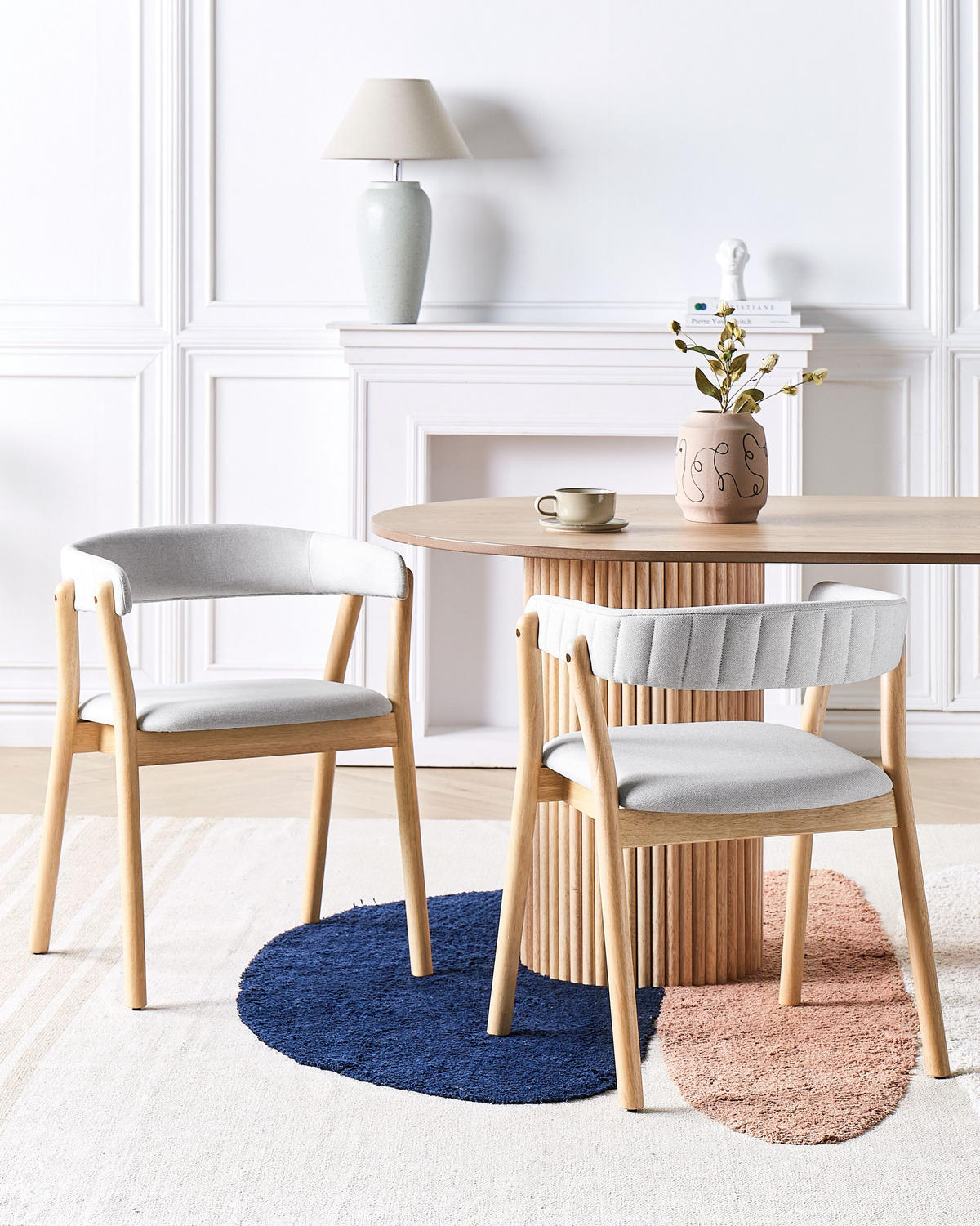 ESSZIMMERSTUHL 2er-Set Hellgrau Mylo - Hellgrau/Braun, Textil (58/77/56cm) - Beliani