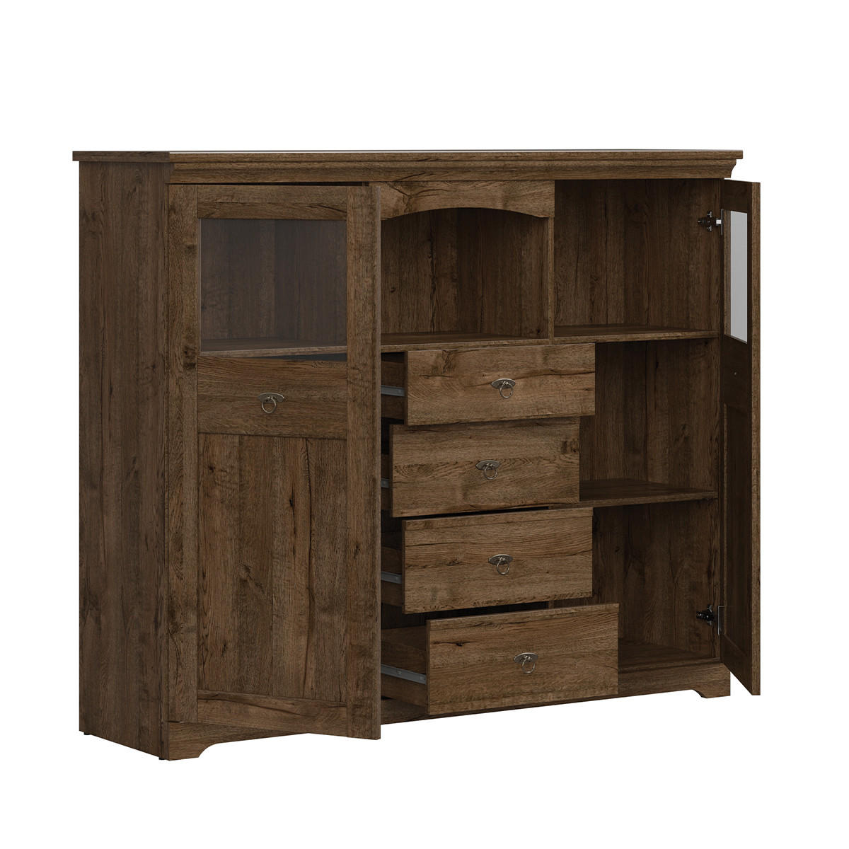 SIDEBOARD Noé Dunkles Holz - Braun, Holzwerkstoff (153/129/44cm) - Petits-meubles