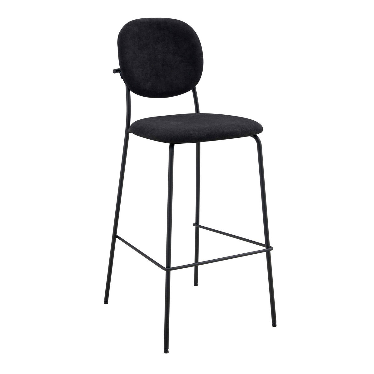 BARHOCKER 2-tlg., Schwarz - Schwarz, Textil (46/108/53cm) - Oviala