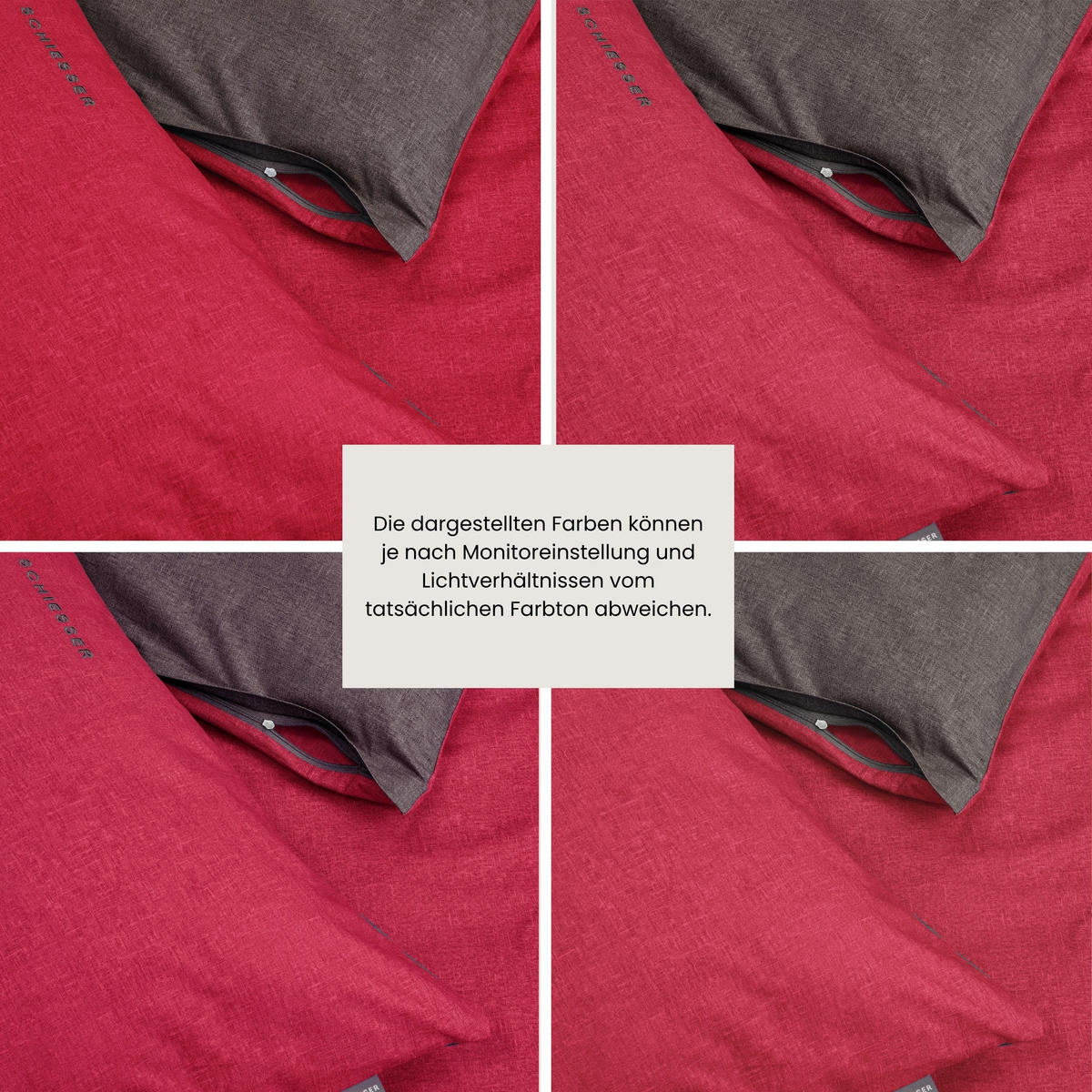 KISSENHÜLLENSET Doubleface Renforcé 2-teilig 40x80 cm Rot-Dunkelgrau - Dunkelgrau/Rot, Textil (40/80cm) - SCHIESSER